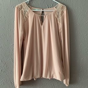 Long sleeve sheer pink blouse